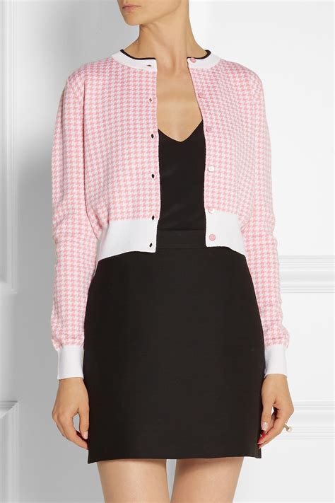 miu miu houndstooth cardigan|Houndstooth wool.